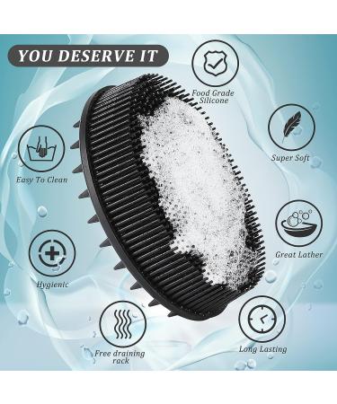 2pcs Upgrade Silicone Body Scrubber Set - Exfoliating Body Brush, More Hygienic & Lathers Well - Black & Purple - Buy Online on GoSupps.com
