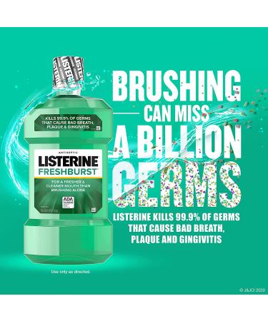 Listerine Freshburst Antiseptic Mouthwash 1L - Kill 99% Germs, Fight Bad Breath & Plaque, ADA Accepted Spearmint - Buy Online on GoSupps.com