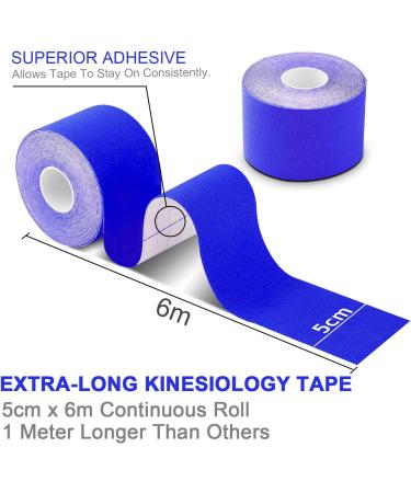 Deilin Kinesiology Tape 19.7ft Uncut Per Roll Elastic Therapeutic Sports Tapes for Knee Shoulder and Elbow Waterproof Athletic Physio Muscles Strips Breathable Latex Free Beige 3 Rolls Dark Blue - Buy Online on GoSupps.com