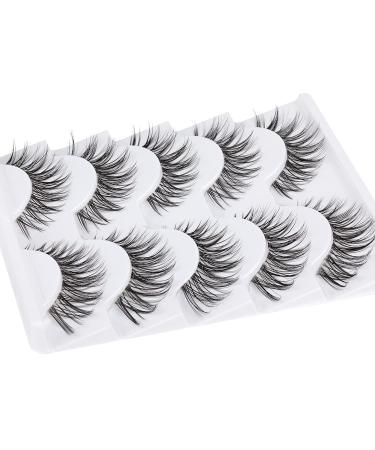 Lanflower Cat Eye False Eyelashes - Natural Look, Clear Band, 5 Pairs, 14MM Wispy Tapered Ends - Buy Online on GoSupps.com