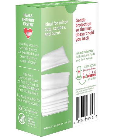 Band-Aid Medium Non-Stick Pads - 10 Count, 2x3 Adhesive Bandages - Buy Online on GoSupps.com