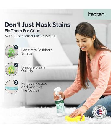Hepper Advanced Bio-Enzyme Pet Stain & Odor Eliminator Spray - 32oz - Safe for Cats, Dogs, and Pets - Removes Smells and Stains from Couches, Carpets, and More - Buy Online on GoSupps.com