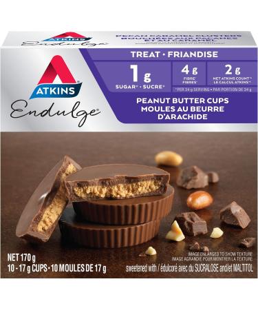 Atkins Endulge Treats Peanut Butter Cups 1g Sugar Keto-Friendly High Fibre - 10-Count & Snack Bars - Caramel Chocolaty Nut Roll 2g Sugar Keto-Friendly High Fibre 5 count Endulge Treats + Snack Bars - Buy Online on GoSupps.com