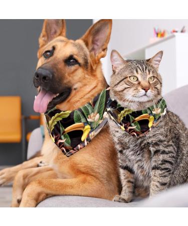 Multi-Colored Dog & Cat Triangle Scarf - Tropical Birds & Leaves - 2-Piece Set for All Sizes - Buy Online on GoSupps.com