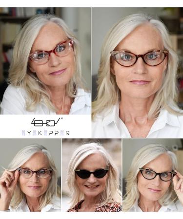 Eyekepper 6-Pack Women's Cat Eye Reading Glasses & Sun Glasses - 0.75 Stylish & Comfortable for All-Day Use - Buy Online on GoSupps.com