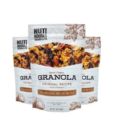 NutHouse! Granola Company - Premium Original Recipe Granola | Certified Gluten-Free, Non-GMO, Kosher | Vegan, Soy-Free | 12 oz. Bag (3-Pack) Original Recipe 1 Count (Pack of 3)