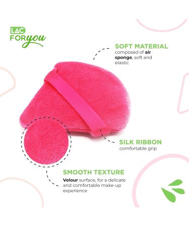 LAC 3 Powder Puff Face Triangle - Mini Velvet Makeup Sponges for Pressed & Loose Foundation (Pink) - Buy Online on GoSupps.com