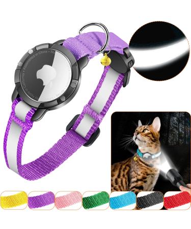 Airtag cat neck band - integrated cat collar Airtag waterproof reflective Airtag collar cat collar with safety lock element for kitten small dog (purple s) s (23-33cm) purple - Buy Online on GoSupps.com