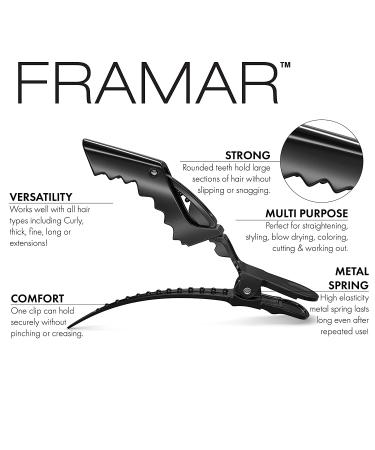 Framar Black Hair Clips - 10 Pack Non-Slip Alligator Clips for Hair Styling & Sectioning - Buy Online on GoSupps.com