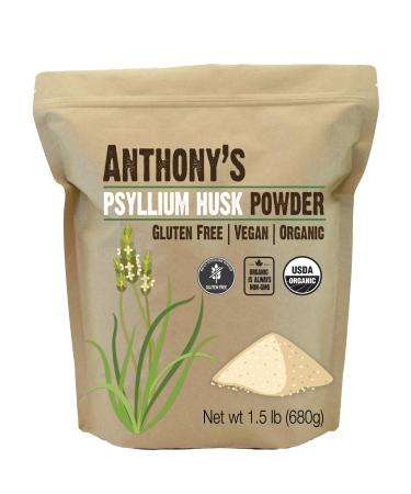 Anthony's Organic Psyllium Husk Powder, 1.5 lb, Gluten Free, Non GMO, Finely Ground, Keto Friendly