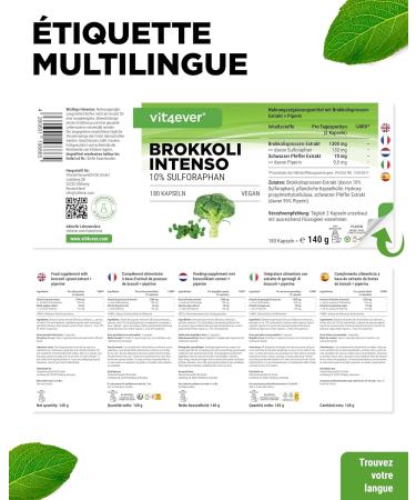 Broccoli Extract - 180 capsules - 1310 mg per daily dose - 10% sulforaphane - Broccoli sprouts - Optimized bioavailability - High dosed Vegan - Buy Online on GoSupps.com