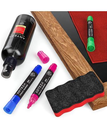 Arteza Chalkboard Cleaner Set - 12 Assorted Chalk Markers Magnetic Eraser & 10-Ounce Cleaner - Perfect for Blackboards & Menu Boards - International Shipping Available - Buy Online on GoSupps.com