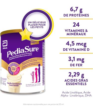 PediaSure Vanilla Shake - Children's Food Supplement - Shake with Multivitamins and Minerals Proteins and Omega 3 & 6 - Ages 1+ - 1 x 850 g - Buy Online on GoSupps.com