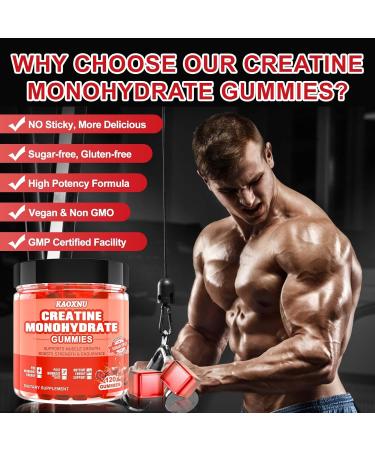 Creatine Monohydrate Gummies 5600mg for Men & Women 120 CT Chewable Creatine Gummies for Muscle Support Energy Boost 5.6g of Creatine Monohydrate per Serving - Sugar Free Vegan (Cherry Flavor) - Buy Online on GoSupps.com