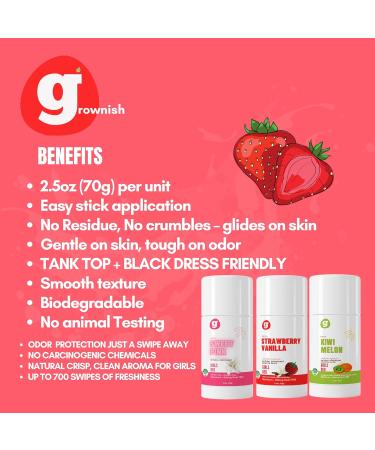 Grownish Deodorant for Kids 8 and Up - 3-Pack of Fresh Scents for Girls - Aluminum-Free & Natural Ingredients - Underarm Protection for Kids and Teens - Assorted Scents - Buy Online on GoSupps.com