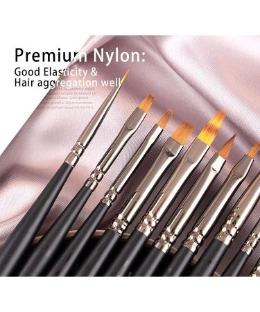 16-Piece Professional Nail Art Brush Set for Gel Nail Design | Portable Case UV Gel Brushes Liner Flat Round & More - Buy Online on GoSupps.com