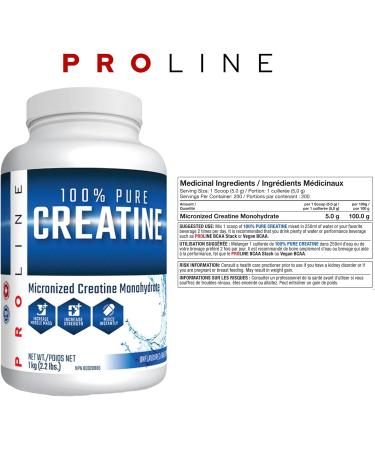 Pro Line Creatine Monohydrate | 100% Pure Micronized Creatine Monohydrate Supplement for Increased Muscle Mass Strength & Power | Unflavoured 200 Servings (1000g) - Buy Online on GoSupps.com