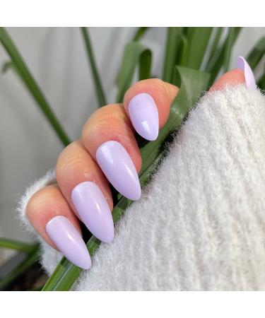 TEN NAILS 24pcs Stiletto False Nails Almond Fake Nails Acrylic Long Tips 12 Sizes with Glue (Lilac) - Buy Online on GoSupps.com