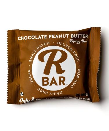 RBar Whole Food Real Chocolate Peanut Butter Energy Bar - Dairy & Gluten Free Snacks, Vegan Protein Bar - 3 Healthy Ingredients (10 Pack)