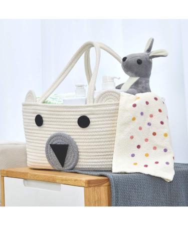 InfiBay Baby Diaper Caddy Organizer with Removable Dividers - Cute Bear Basket - Portable Nursery Storage Basket - White - Buy Online on GoSupps.com