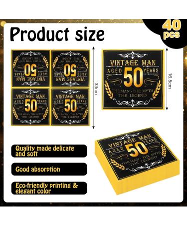 Vintage Black Gold 50th Birthday Napkins - 40 Pack Disposable Cocktail Napkins for Men s 50s Party Decorations - Buy Online on GoSupps.com