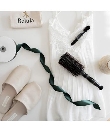 Belula Boar Bristle Round Brush Set for Blow Drying with Large 2.7 Wooden Barrel - Adds Volume & Body, Includes 3 Hair Clips & Travel Bag - Buy Online on GoSupps.com