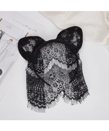 NICENEEDED Lace Skin Mask Masquerade Headband Hair Hoop Mask Full Face Mask Party Black Veil Headgear Mesh Headwear Rave Hollow Out Head Covers for Costume Party Outfits - Buy Online on GoSupps.com
