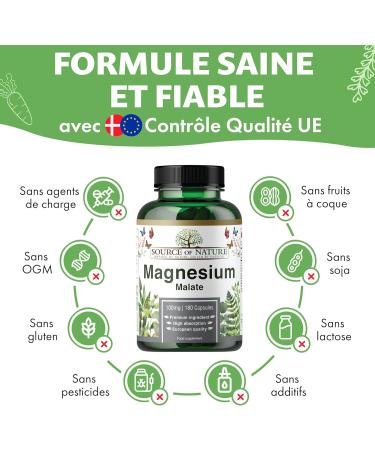 Source of Nature | Magnesium Malate 645mg | 180 Capsules | 2 Month Supply | Elemental 100mg | High Quality | Lab Tested - Buy Online on GoSupps.com