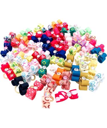 BIPY 50Pcs Small Dog Hair Bows with Elastic Rubber Bands for Puppies Doggy Cats Kitten Valentine's Day Wedding Festival Pet Yorkie Alpaca Topknot Attachment Grooming Accessories Random Color valentine's day Dog Hair Bows 50pcs - Buy Online on GoSupps.com