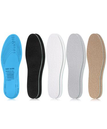 Hercicy 4 Pairs Terry Cotton Insoles Washable Cotton Terry Shoe Insoles Breathable Barefoot Insole Replacement Insoles for Men 7-11 Woman 2-8 Walking Running Cushioning Sneaker Boots (Stylish)