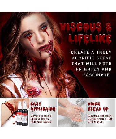 2 PCS Fake Blood Spray 2.1oz - Washable Halloween Liquid Blood Paint for Costume Makeup & Clothes - Buy Online on GoSupps.com
