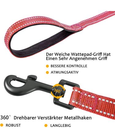 Demigreat Reflective Dog Leash - 3m/5m/10m/15m/20m | Padded Handle Hand Loop | Training Line for Small to Large Dogs - 5m/16ft Red - Buy Online on GoSupps.com