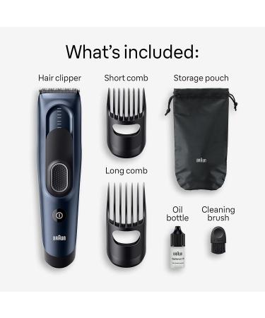 Braun Hair Clippers Series 5 5350 Hair Clippers for Men Hair Clip from Home with 17 Length Settings Incl. Memory SafetyLock Recall Setting Ultra-Sharp Blades 2 Combs Pouch Washable - Buy Online on GoSupps.com