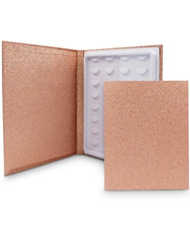 IAXSEE Eyelash Book to Keep 16 Pairs Eyelash Portable Travel Lash Box Eyelash Case 3D Eyelash Storage Book Eyelashes Sample Catalog Display Card (Rose Gold)