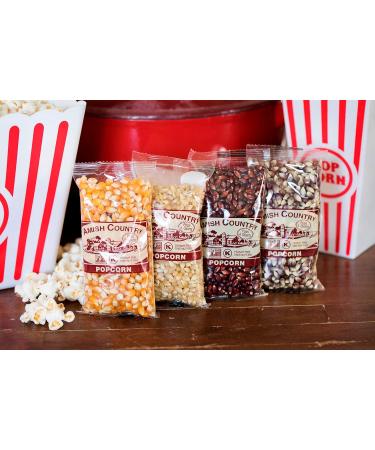 Amish Country Popcorn Variety Sampler - 4 oz Bags | Baby White, Red, Medium Yellow & Purple Kernels | Non-GMO & Gluten Free - Buy Online on GoSupps.com