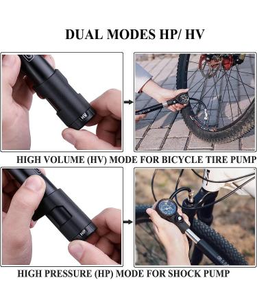 2 in 1 Mini Hand Bike Pump with Pressure Gauge - Portable 300PSI Bicycle Air Pump - Presta & Schrader Valves Compatible - Buy Online on GoSupps.com