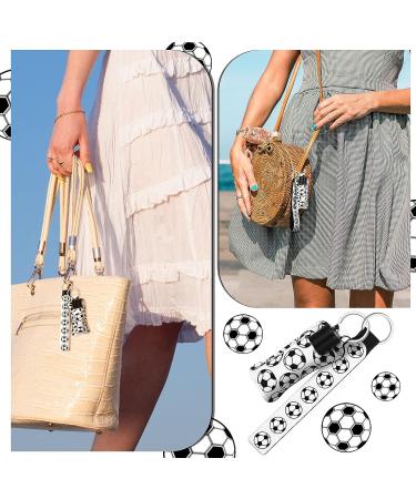 Soccer Lipstick Holder Keychain Set - 20 Pieces | Portable Lipstick Holder with Wristlet Lanyard | Team Lipstick Accessory (White Soccer) - Buy Online on GoSupps.com