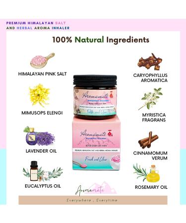 Aromamate Himalayan Pink Salt Nasal Inhaler with Lavender, Eucalyptus & Menthol Essential Oils - Natural Relief for Nasal Congestion & Fresh Breath - Buy Online on GoSupps.com