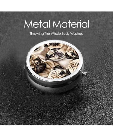 Buy Decorative Round Pug Pill Box | 3 Compartment Portable Travel Organizer for Vitamins & Medicine - Buy Online on GoSupps.com