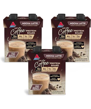 Atkins Creamy Vanilla Protein Shake 15g Protein Low Glycemic 2g Net Carb 1g Sugar Keto Friendly 12 Count & Mocha Latte Iced Coffee Protein Shake 15g Protein Low Glycemic 4g Net Carb 1g Sugar - Buy Online on GoSupps.com