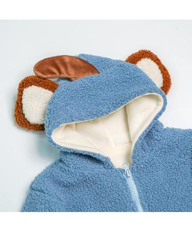 Volunboy Baby Boys Fleece Hooded Jacket - Sherpa Lined Toddler Full Zip Coat, Blue (2-3 Years) - Buy Online on GoSupps.com