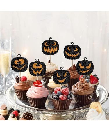Leetaivie 12 Pcs Halloween Pumpkin Cupcake Topper Glitter Pumpkin Cake Topper Halloween Pumpkin Birthday Party Cupcake Decorations Halloween Theme Kids Birthday Party Pumpkin Decorations Orange Black Glitter - Buy Online on GoSupps.com