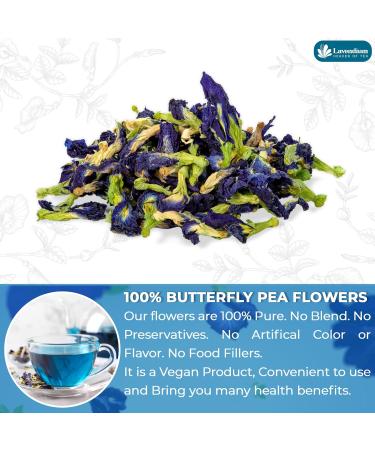 Lavendium CA Premium 220g (7.76oz) Blue Butterfly Pea Flowers 100% Natural & Pure from Blue Butterfly Pea Flowers Dried Wildcrafted Blue Pea Flowers Tea Butterfly Pea Flowers Loose Leaf Herbal Tea No Gluten Vegan - Buy Online on GoSupps.com