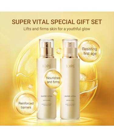 IOPE Super Vital Skin Care Set - Luxury Korean Anti-Aging Gift Set | Toner Lotion & Moisturizer for Wrinkle Care | Hydration & Lifting Facial Kit for All Skin Types - Buy Online on GoSupps.com
