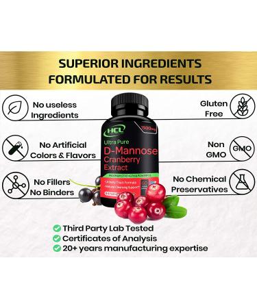 D-Mannose & Cranberry Extract Capsules 1500mg - Fast-Acting UTI & Bladder Health Supplement - Buy Online on GoSupps.com