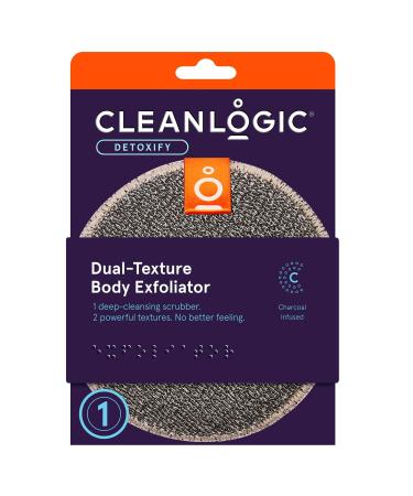 Cleanlogic Detox Purifying Charcoal Dual-Texture Exfoliating Body Scrubber (Pack of 3) 1 Count