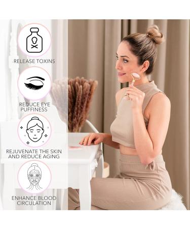 Shop ShowOff Pink Facial Jade Roller - Anti-Aging Gua Sha Massage Tool Set | Handmade Natural Rose Quartz for Youthful Skin - Buy Online on GoSupps.com