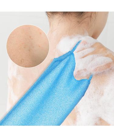 3 Pack Exfoliating Body Scrubbers with Handle - Dual Sided Nylon Back Washer - Stretchable Pull Strap - Perfect for Shower or Bath - Pink, Blue, Grey - Buy Online on GoSupps.com
