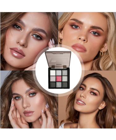 Silver Grey Eyeshadow Palette - Dark Shimmer Hue Rich Pigment Powder Silky Blend Formula Sparkling Metallic Glow | 9 Colors Eye Makeup Long Lasting - Buy Online on GoSupps.com