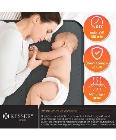 Kesser Heat Under Bed 150x80cm with Remote Control | Soft Fleece Heating Blanket | 3 Temperature Levels | Automatic Switch-Off | Heat Pad for Mattress - Anthracite - Buy Online on GoSupps.com
